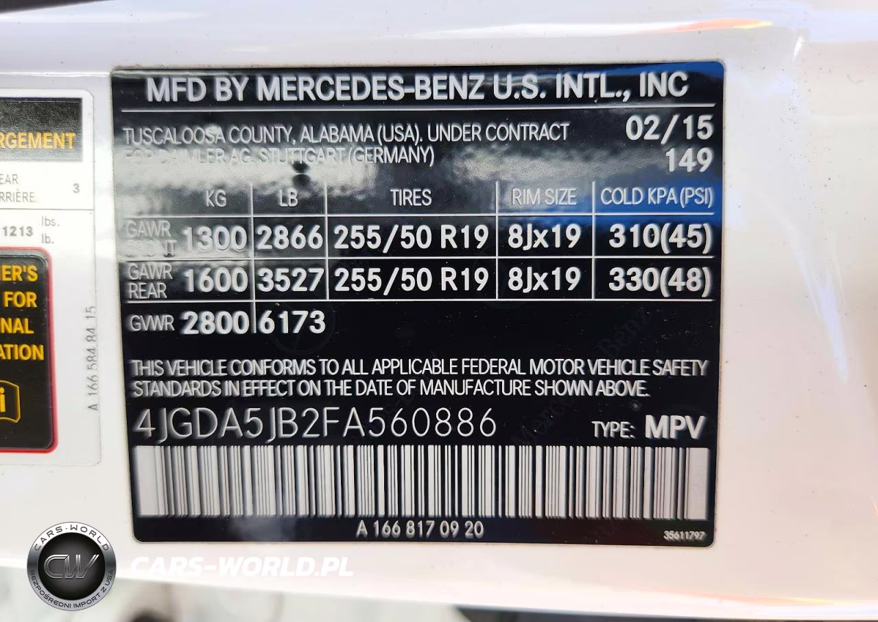 2015 Mercedes-Benz Ml 350 VIN:4JGDA5JB2FA560886 - 14