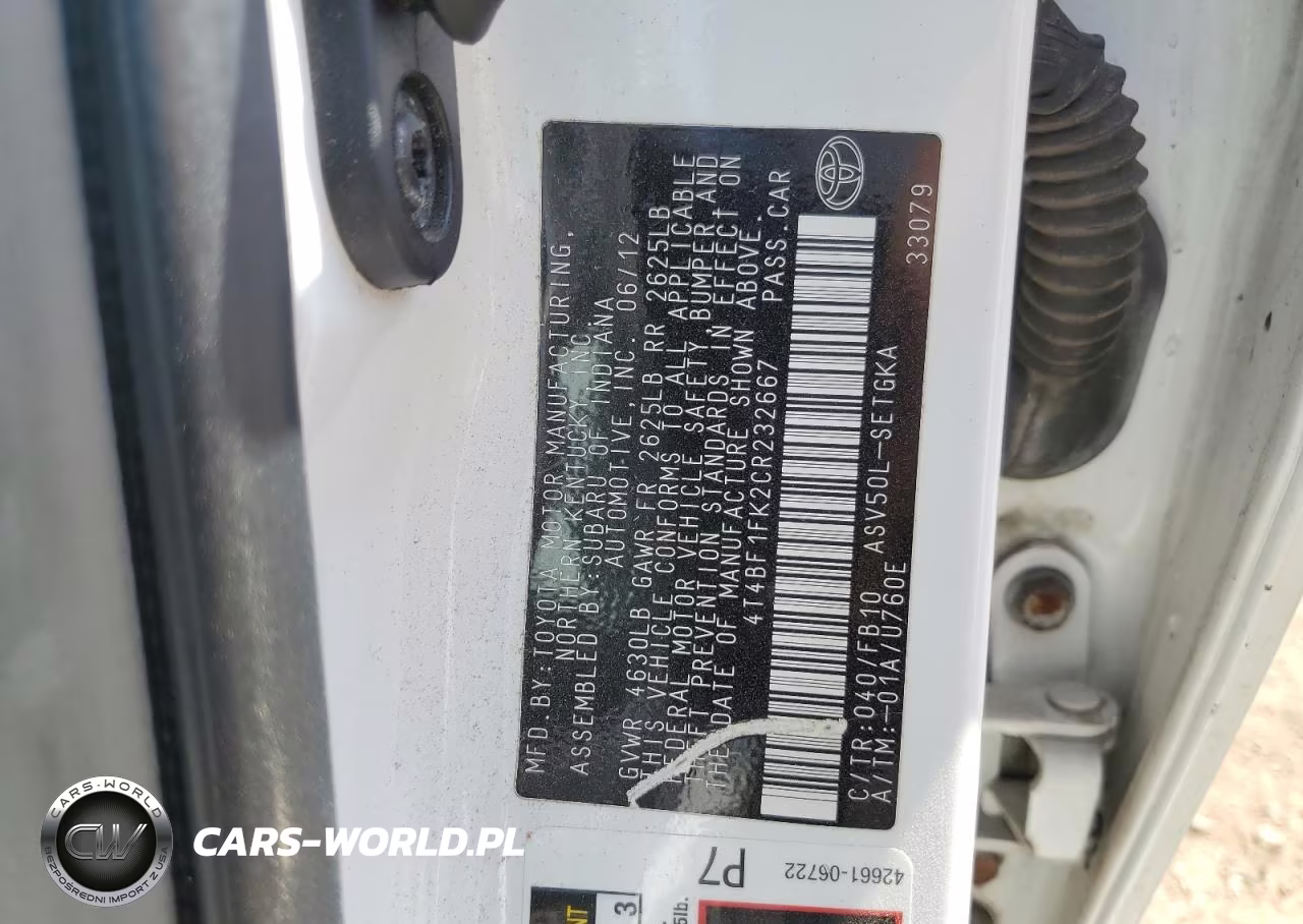 2012 Toyota Camry VIN:4T4BF1FK2CR232667 - 12
