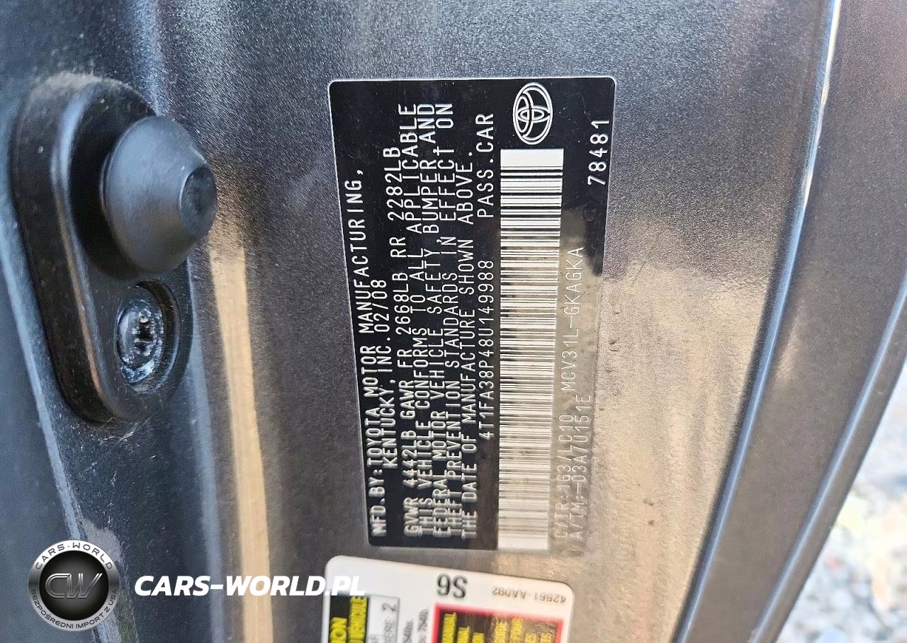 2008 Toyota Camry Solara Sle V6 VIN:4T1FA38P48U149988 - 12