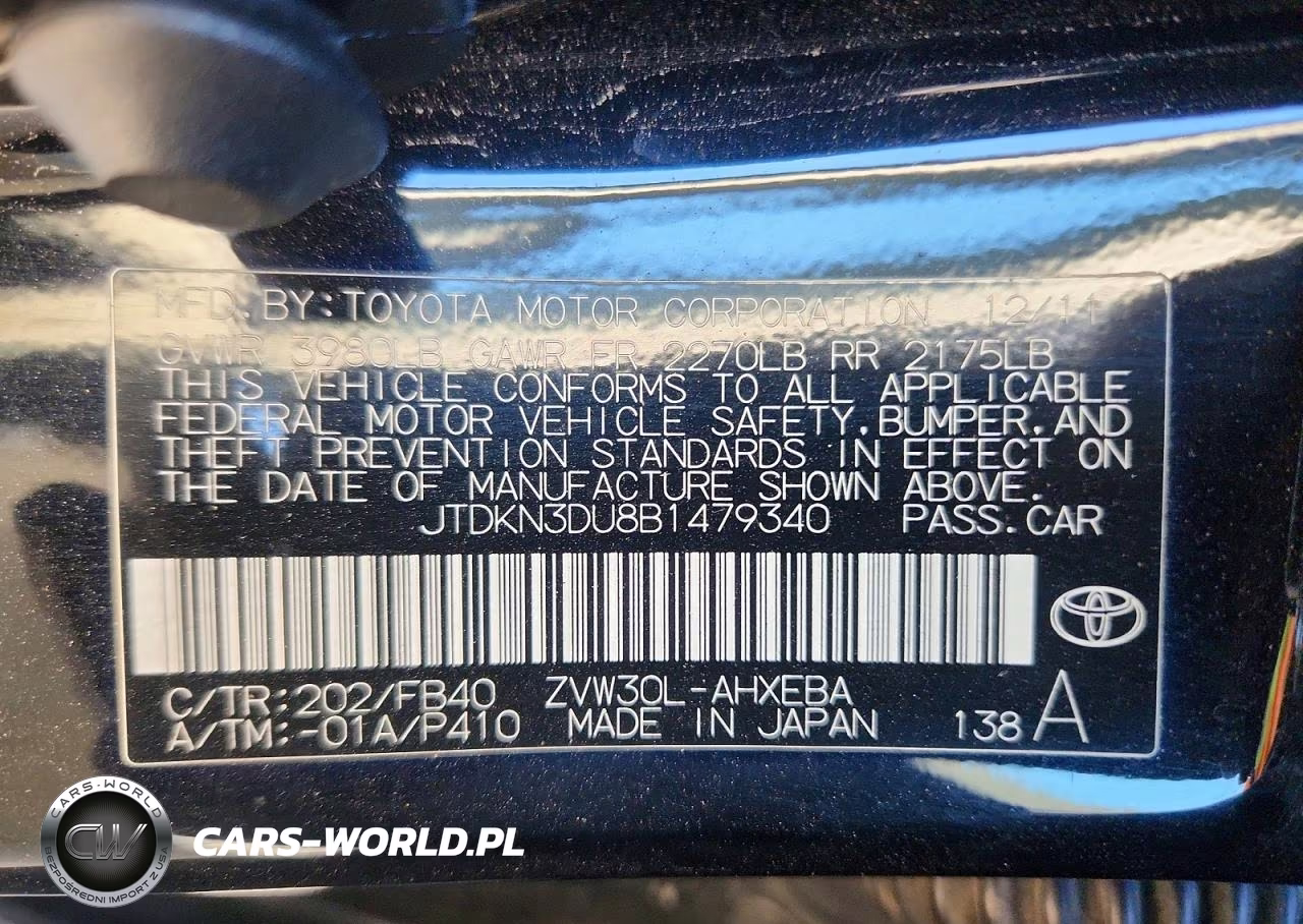2011 Toyota Prius Two VIN:JTDKN3DU8B1479340 - 12