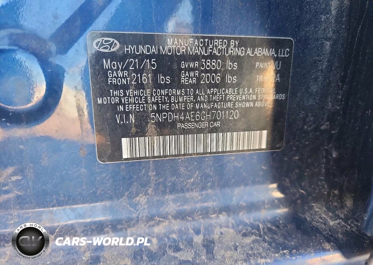 2016 Hyundai Elantra Se VIN:5NPDH4AE6GH701120 - 12