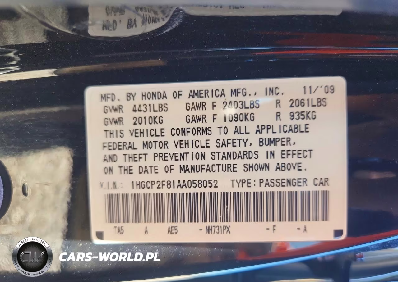 2010 Honda Accord Exl VIN:1HGCP2F81AA058052 - 13