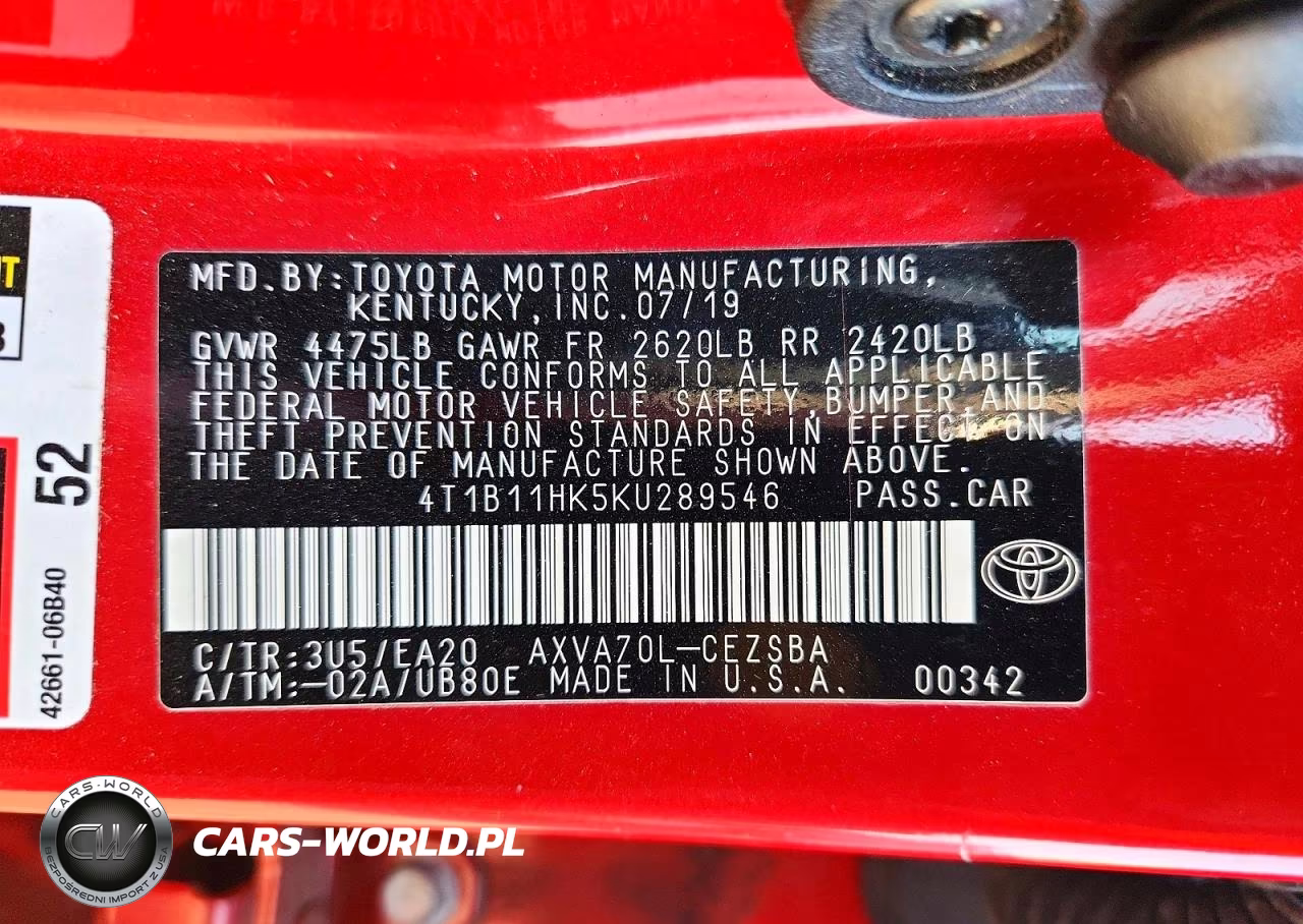 2019 Toyota Camry Se VIN:4T1B11HK5KU289546 - 13