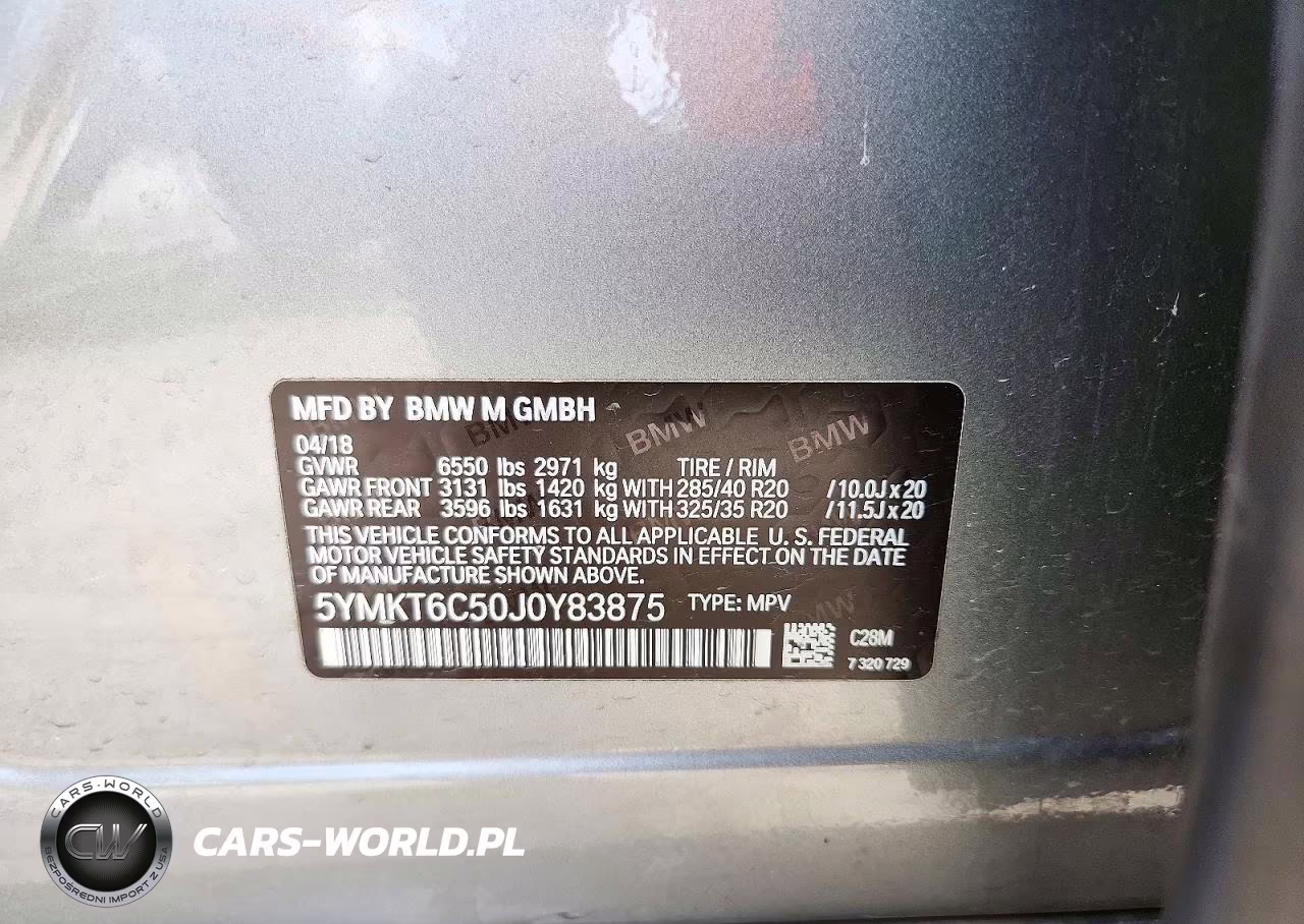 2018 BMW X5 M VIN:5YMKT6C50J0Y83875 - 13