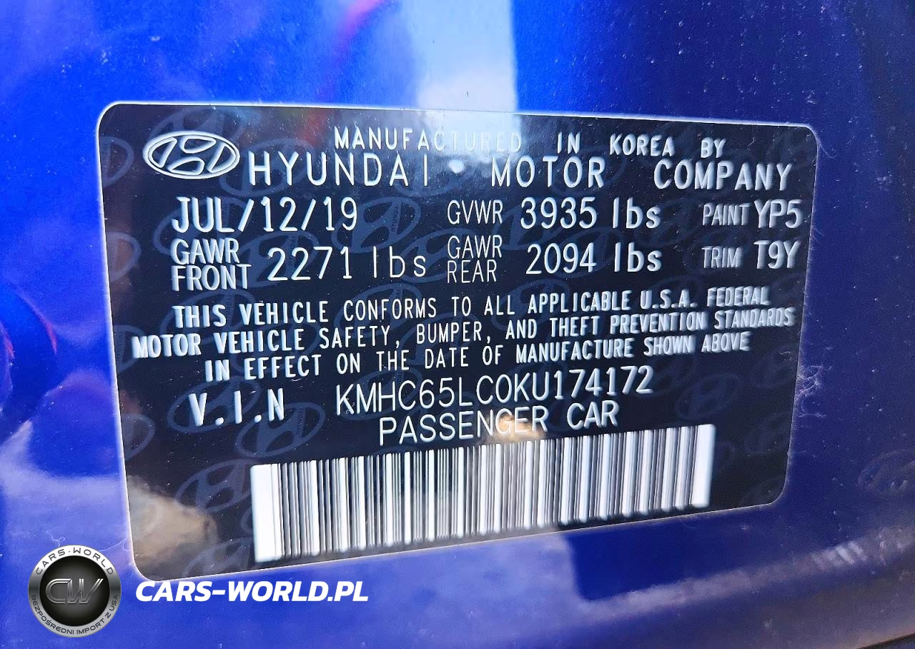 2019 Hyundai Ioniq Blue VIN:KMHC65LC0KU174172 - 12