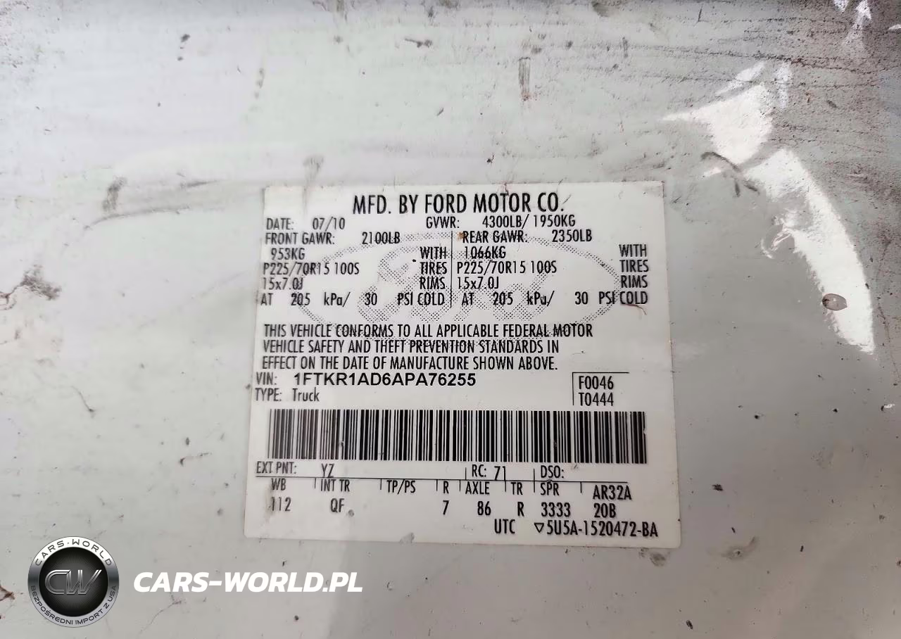 2010 Ford Ranger VIN:1FTKR1AD6APA76255 - 12