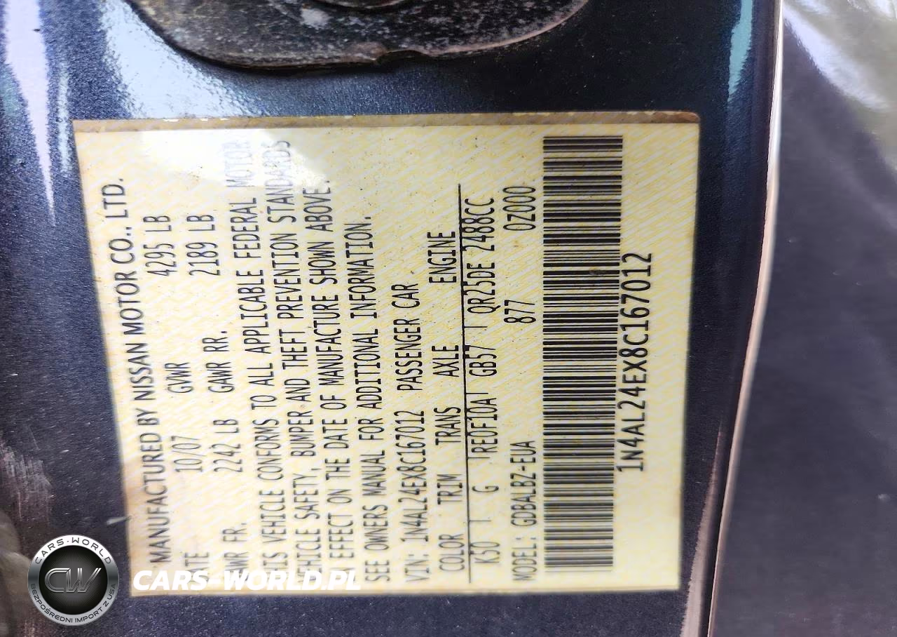 2008 Nissan Altima 2.5 S VIN:1N4AL24EX8C167012 - 13