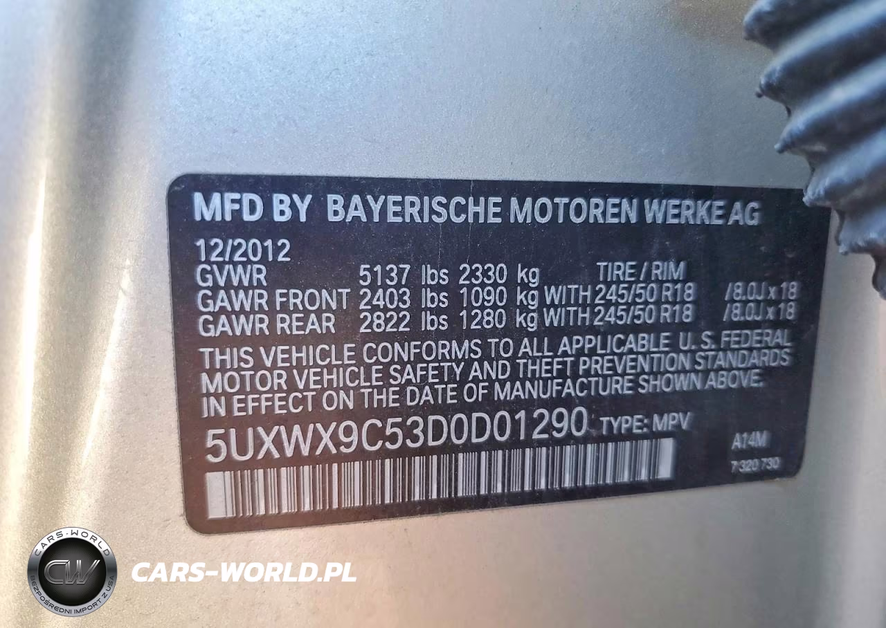 2013 BMW X3 xDrive28I VIN:5UXWX9C53D0D01290 - 13