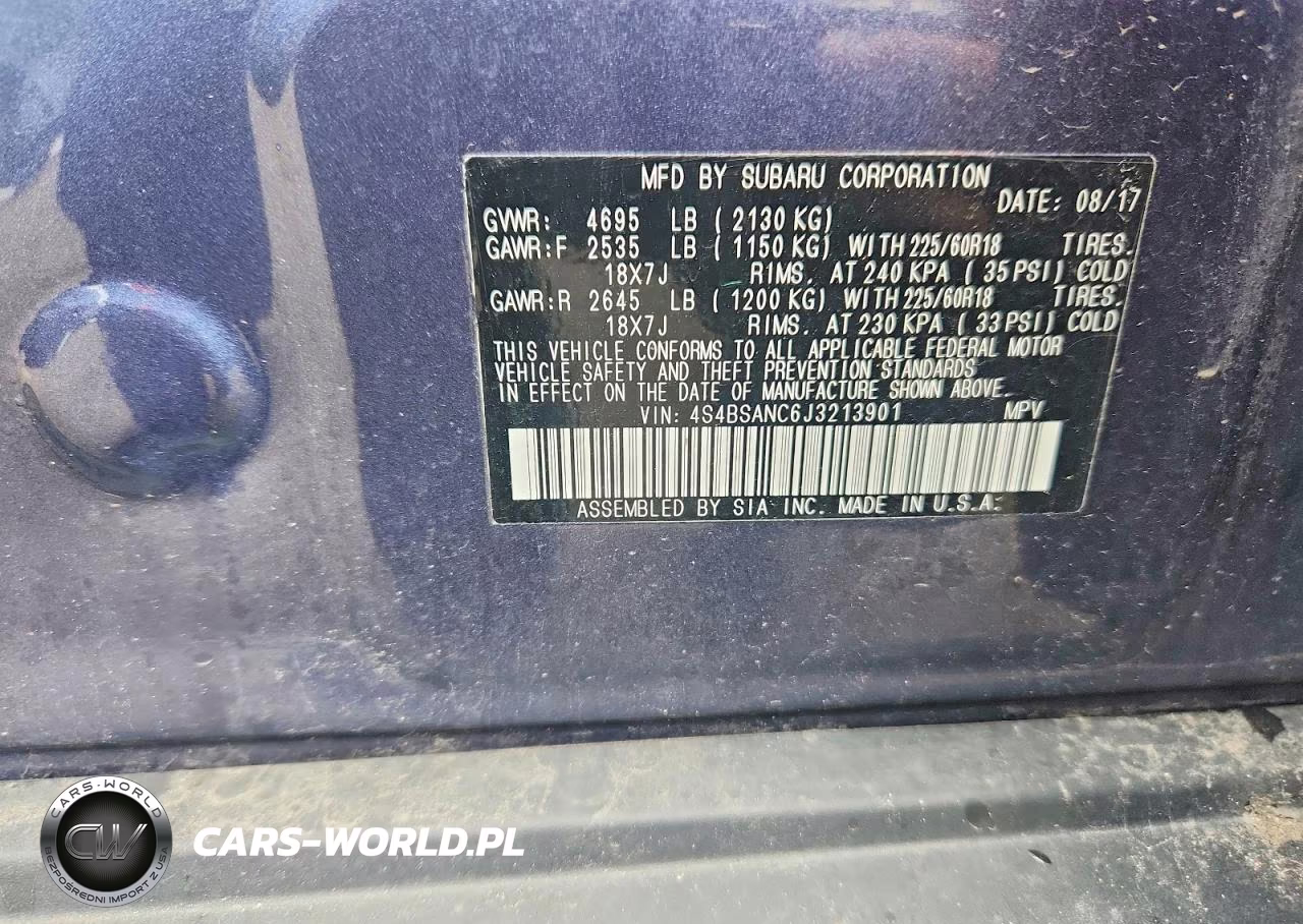 2018 Subaru Outback 2.5I Limited VIN:4S4BSANC6J3213901 - 12