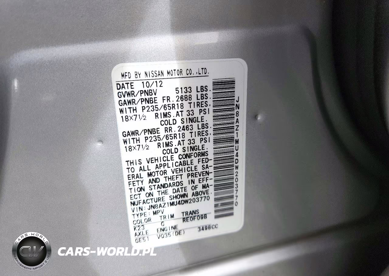 2013 Nissan Murano S VIN:JN8AZ1MU4DW203770 - 13