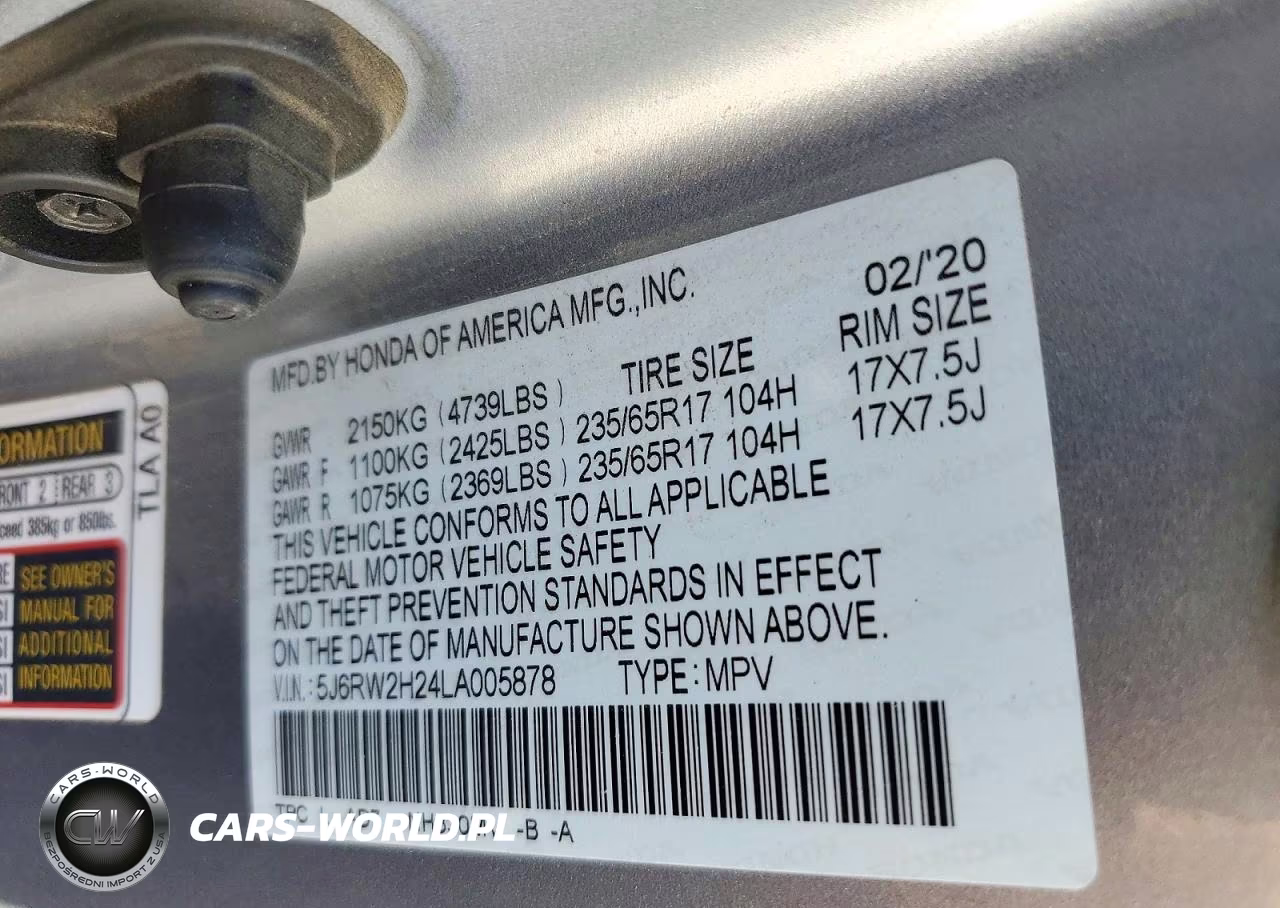 2020 Honda Cr-V Lx VIN:5J6RW2H24LA005878 - 13