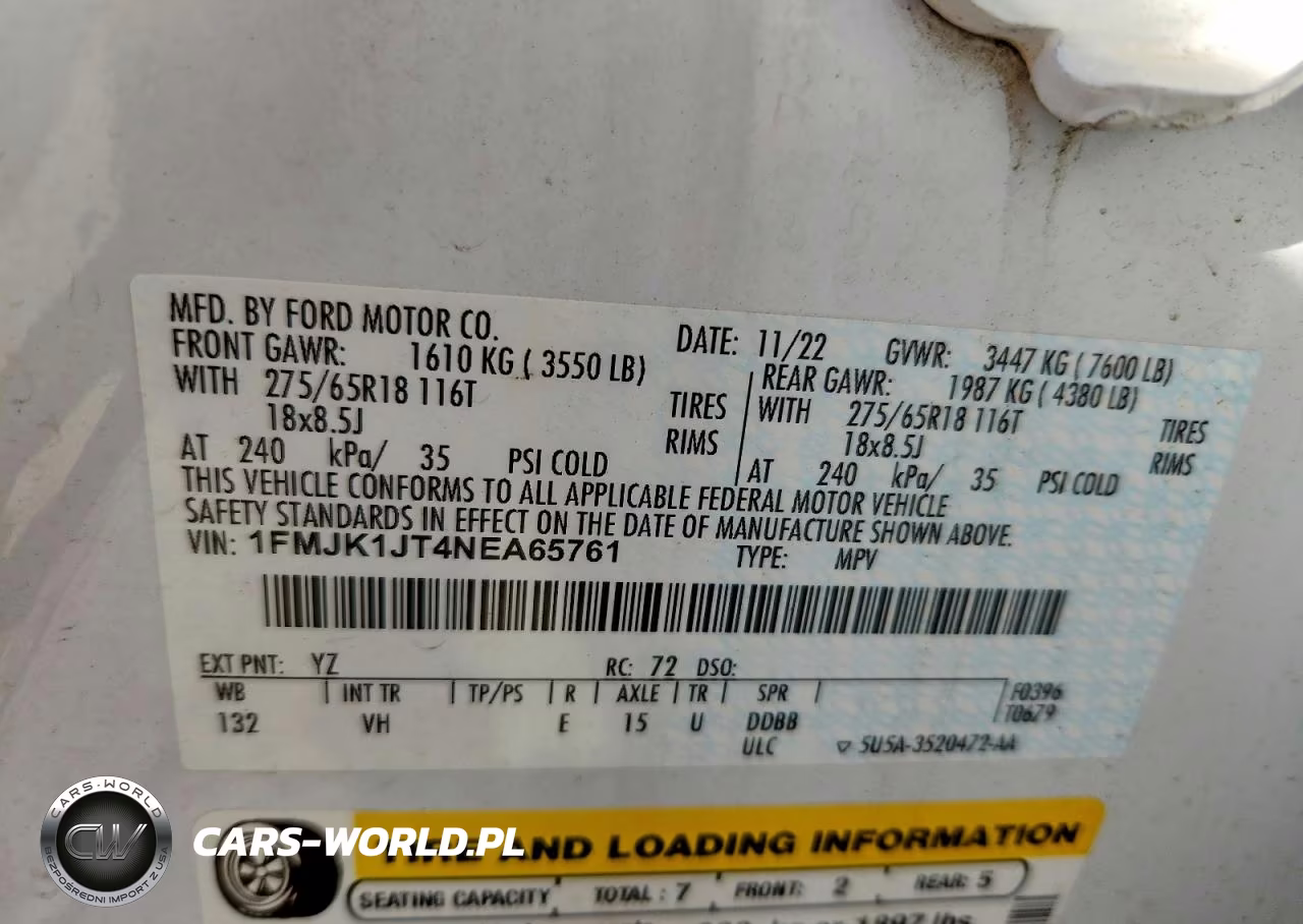 2022 Ford Expedition Max Xlt VIN:1FMJK1JT4NEA65761 - 13