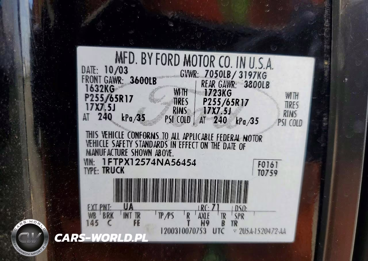 2004 Ford F150 VIN:1FTPX12574NA56454 - 13