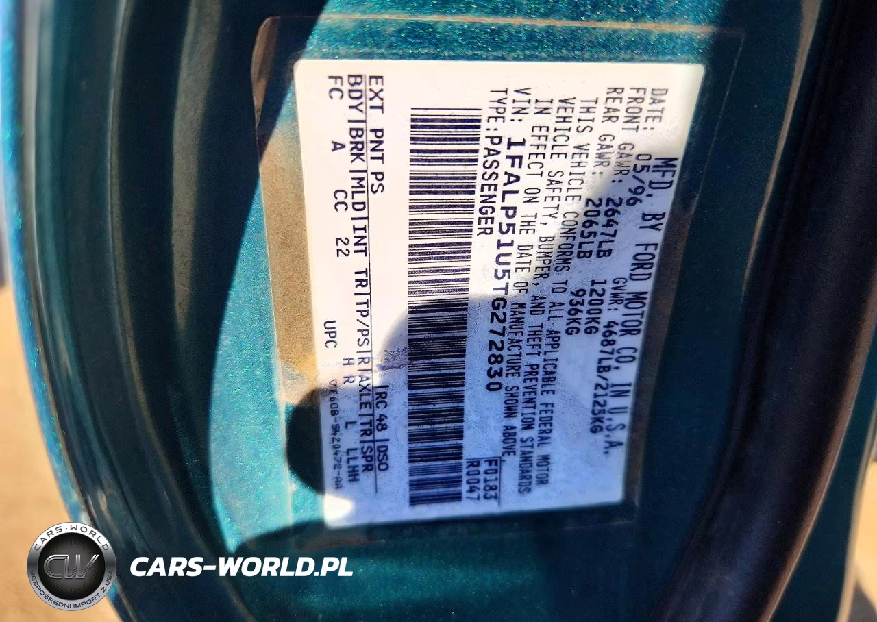 1996 Ford Taurus G VIN:1FALP51U5TG272830 - 12