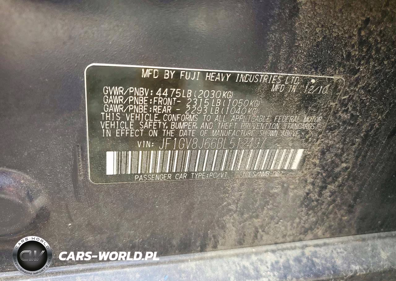 2011 Subaru Impreza Wrx Sti VIN:JF1GV8J66BL512497 - 12