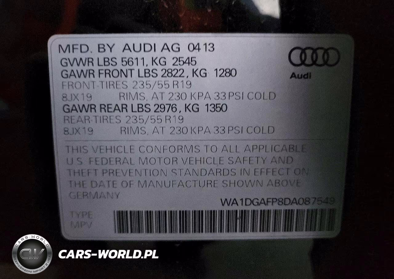 2013 Audi Q5 Premium Plus VIN:WA1DGAFP8DA087549 - 13