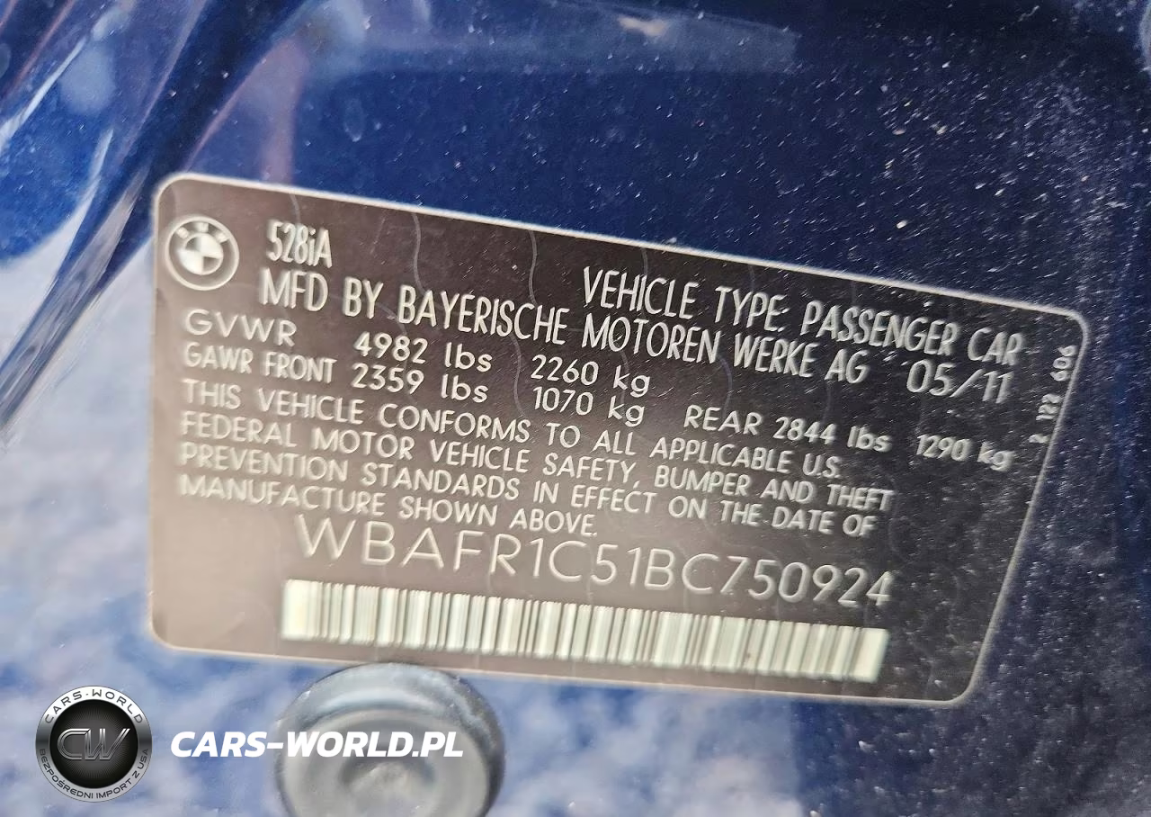2011 BMW 528 I VIN:WBAFR1C51BC750924 - 12