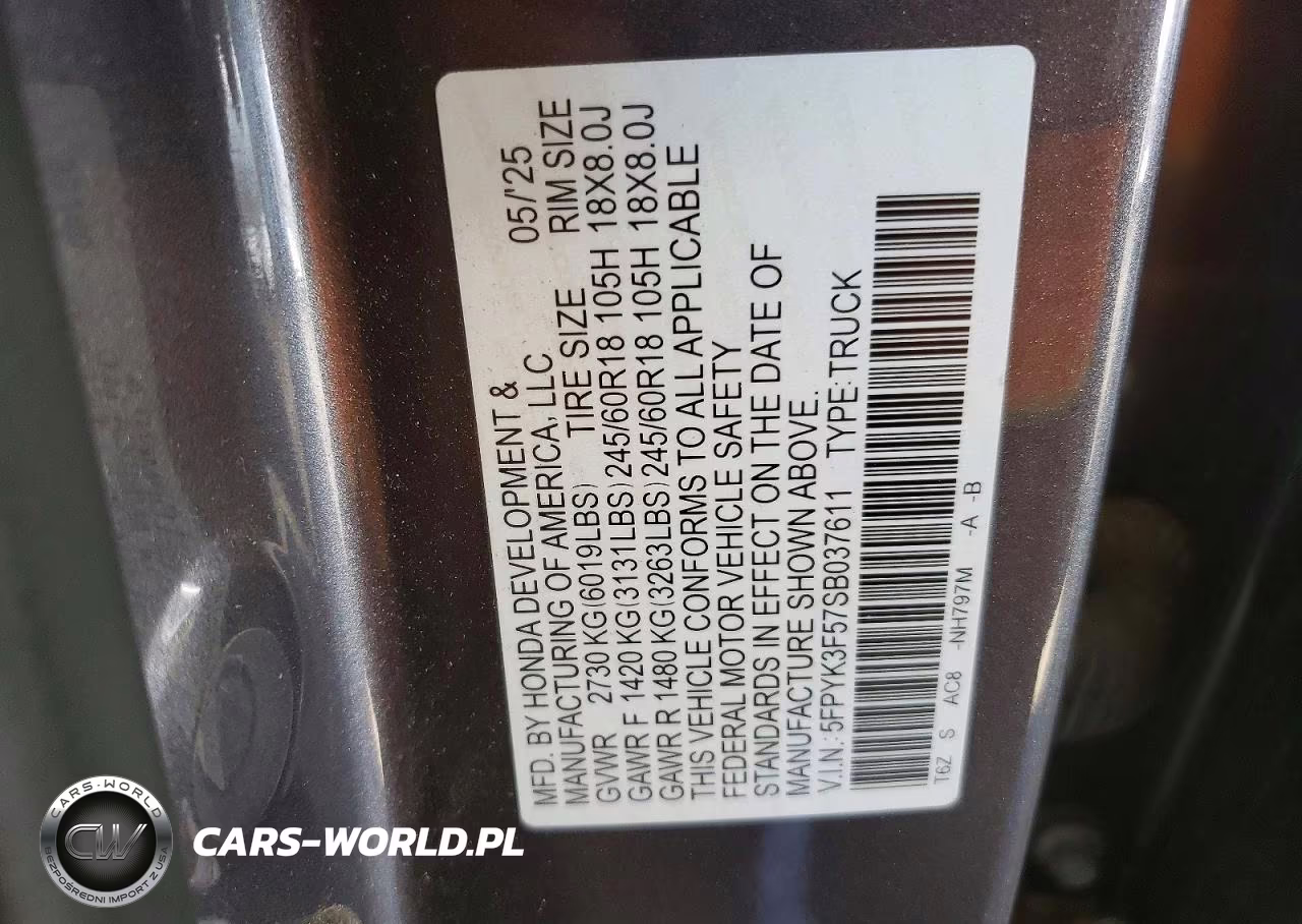 2025 Honda Ridgeline Rtl VIN:5FPYK3F57SB037611 - 13