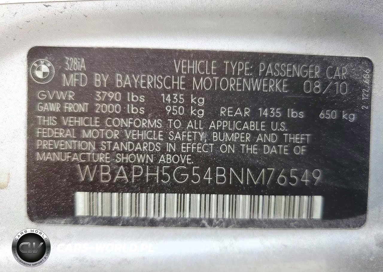 2011 BMW 328 I Sulev VIN:WBAPH5G54BNM76549 - 12