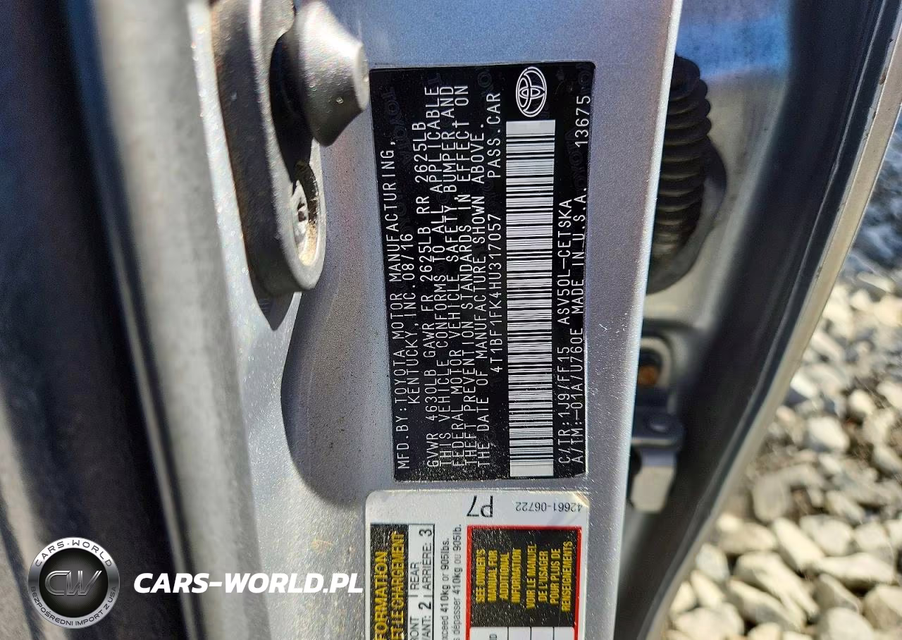 2017 Toyota Camry Se VIN:4T1BF1FK4HU317057 - 12