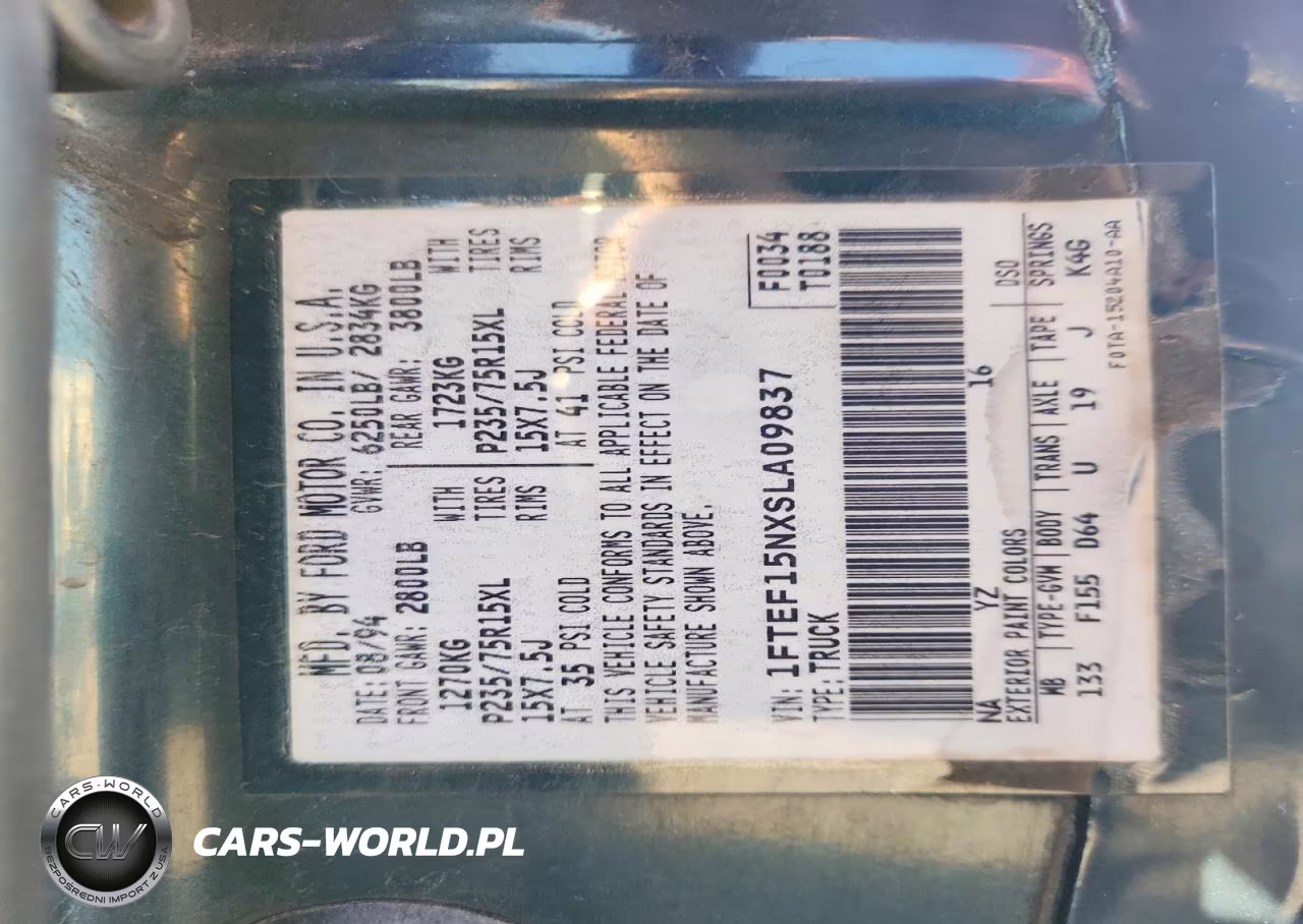 1995 Ford F150 VIN:1FTEF15NXSLA09837 - 12