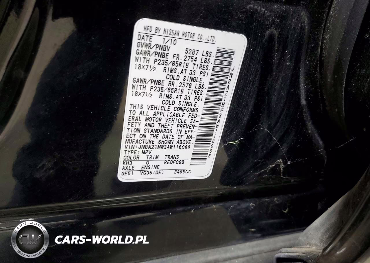 2010 Nissan Murano S VIN:JN8AZ1MW3AW116066 - 13