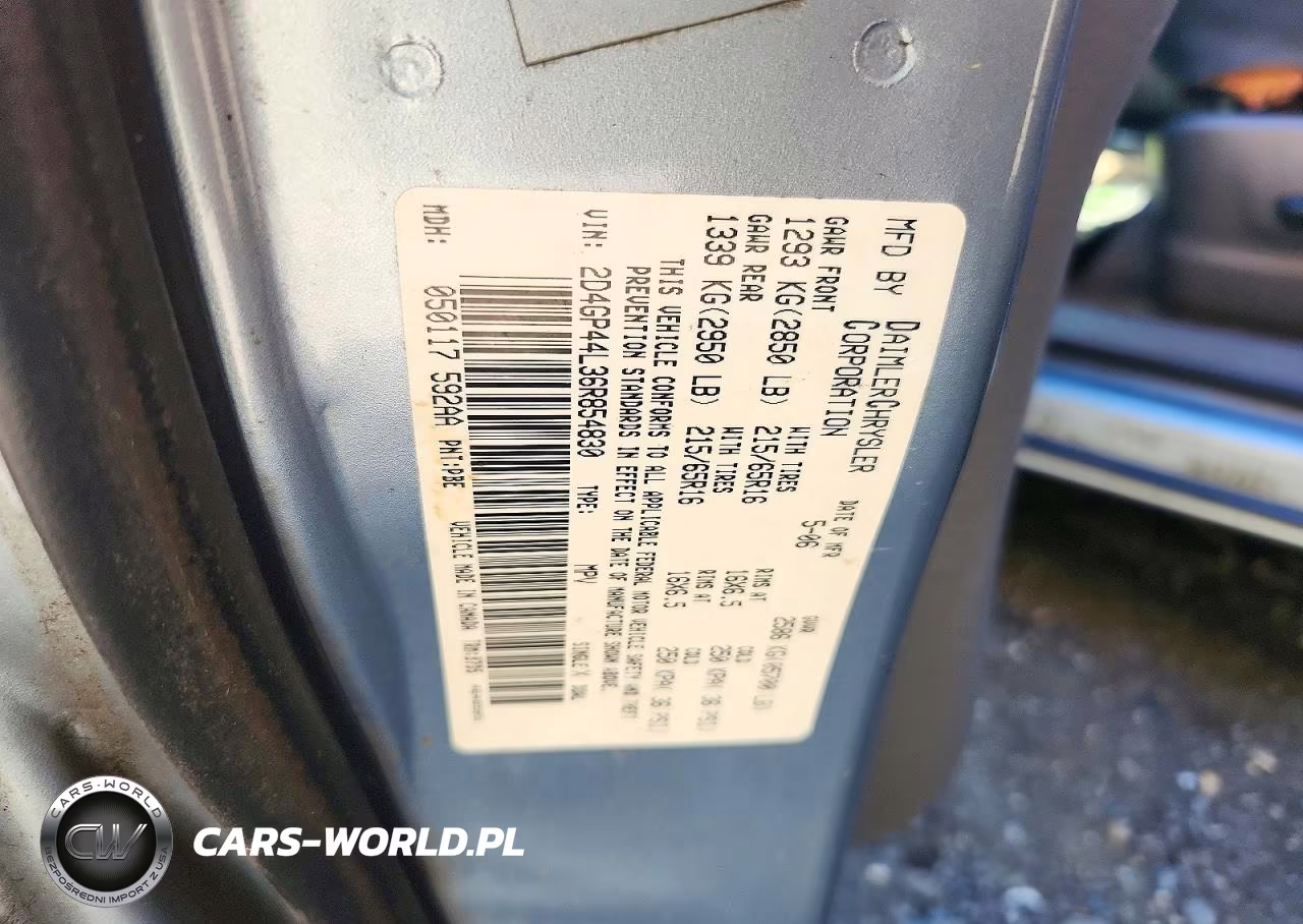 2006 Dodge Grand Caravan Sxt VIN:2D4GP44L36R854830 - 13