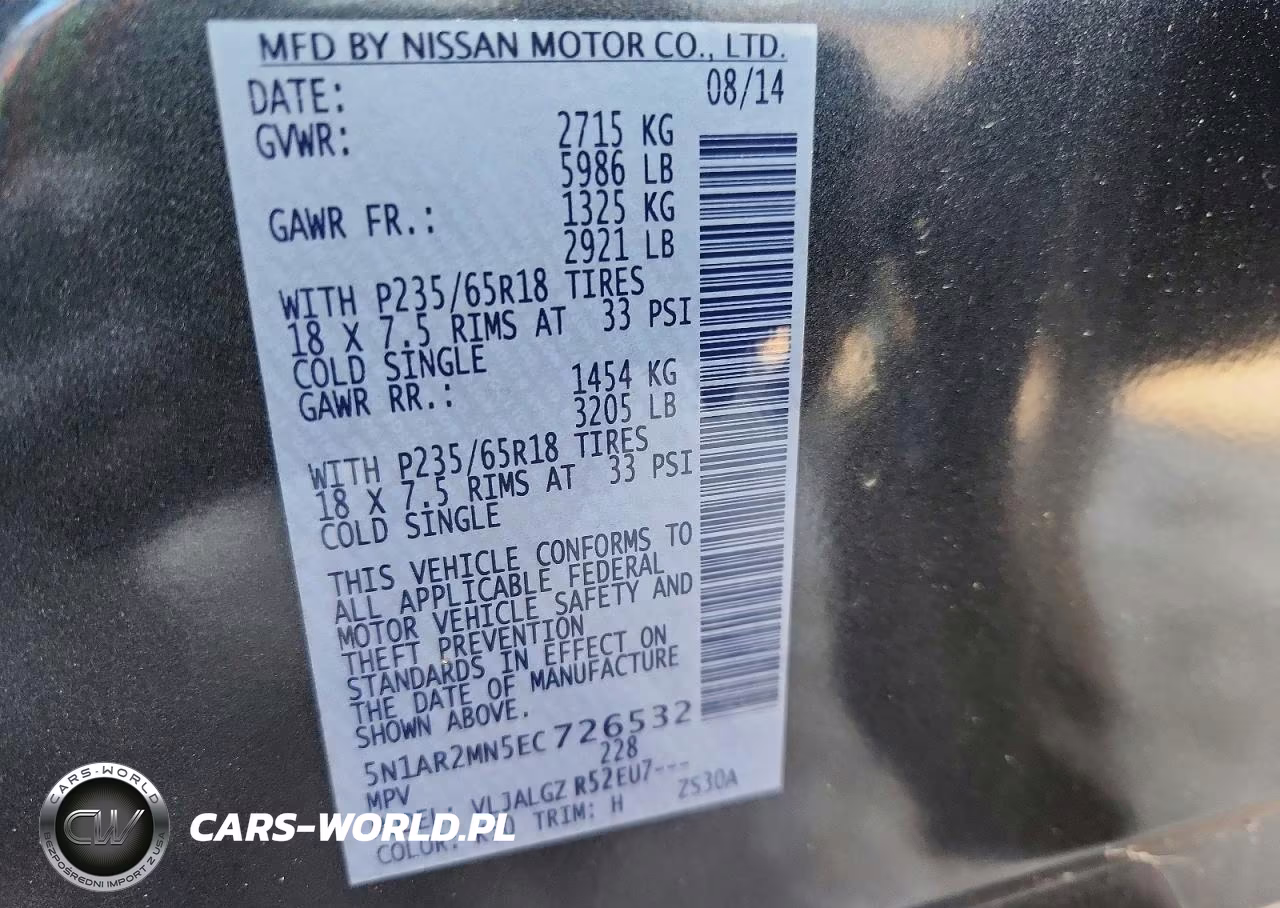 2014 Nissan Pathfinder Sl VIN:5N1AR2MN5EC726532 - 13