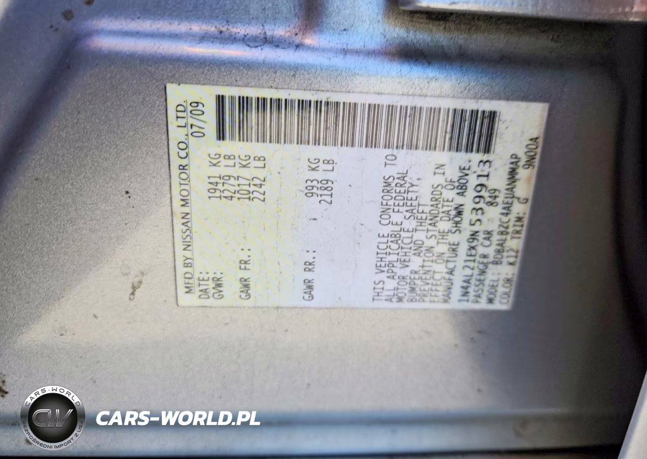 2009 Nissan Altima 2.5 VIN:1N4AL21EX9N539913 - 12