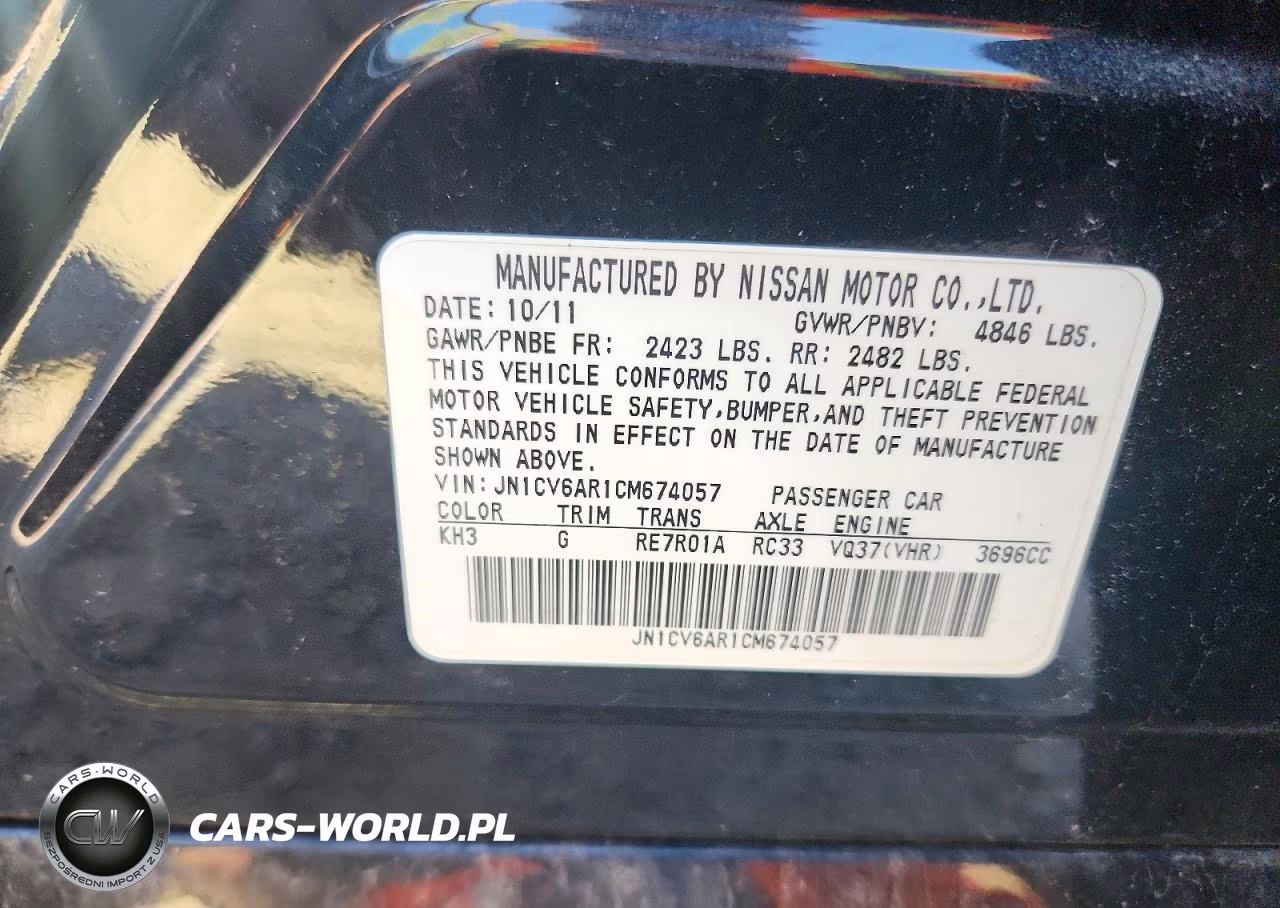 2012 Infiniti G37 Sedan X VIN:JN1CV6AR1CM674057 - 12