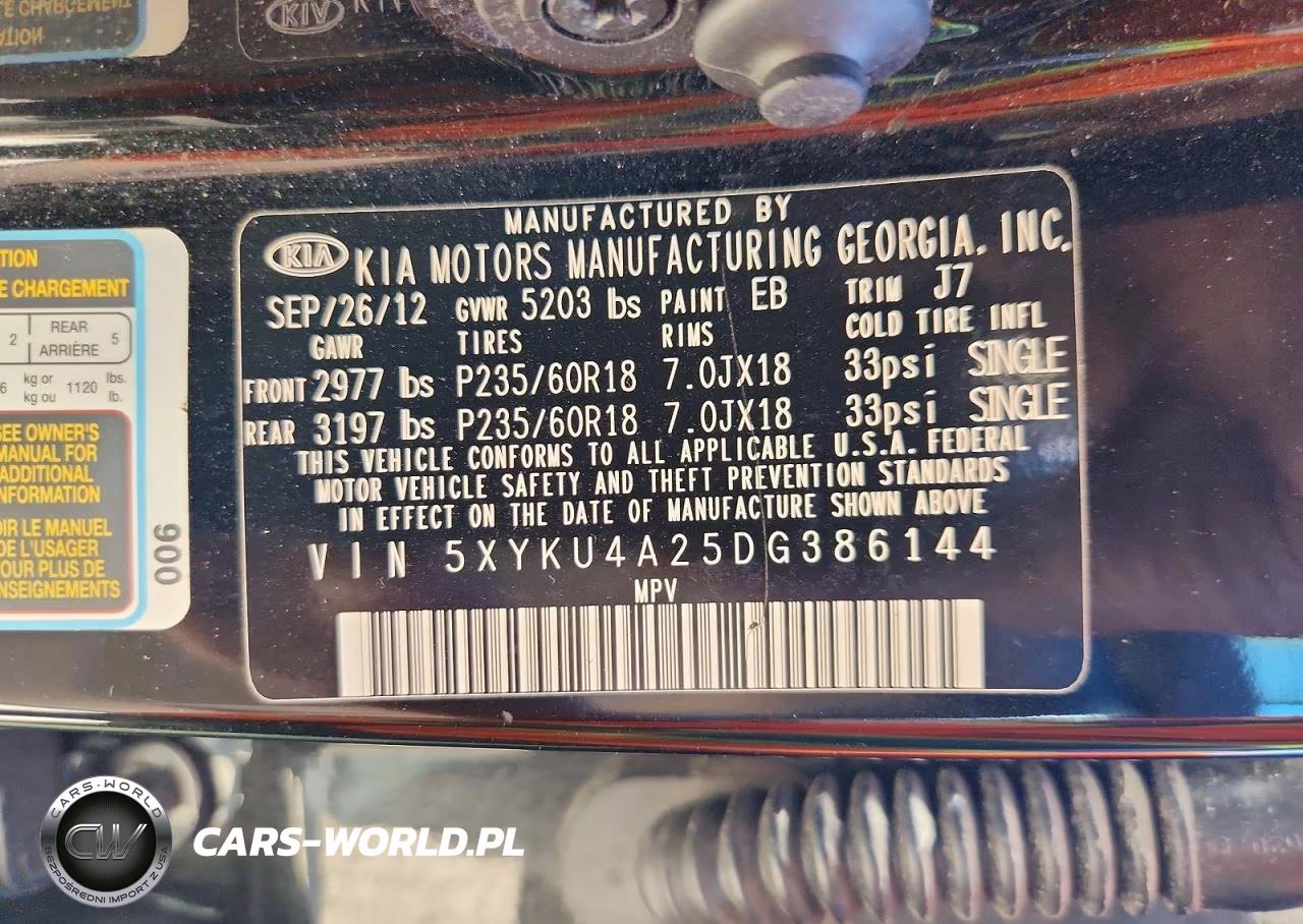 2013 Kia Sorento Ex VIN:5XYKU4A25DG386144 - 14