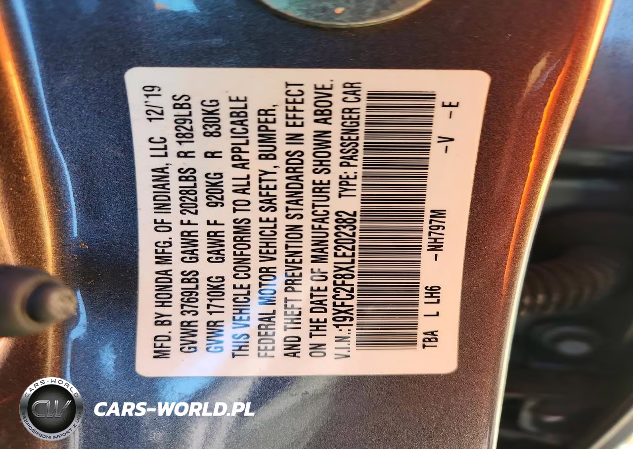 2020 Honda Civic Sport VIN:19XFC2F8XLE202382 - 12