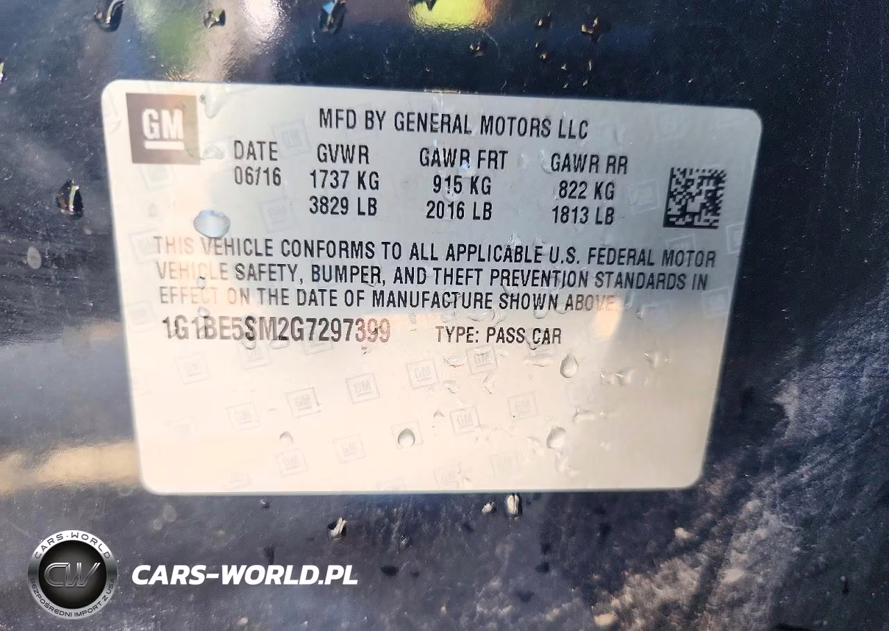 2016 Chevrolet Cruze Lt VIN:1G1BE5SM2G7297399 - 12