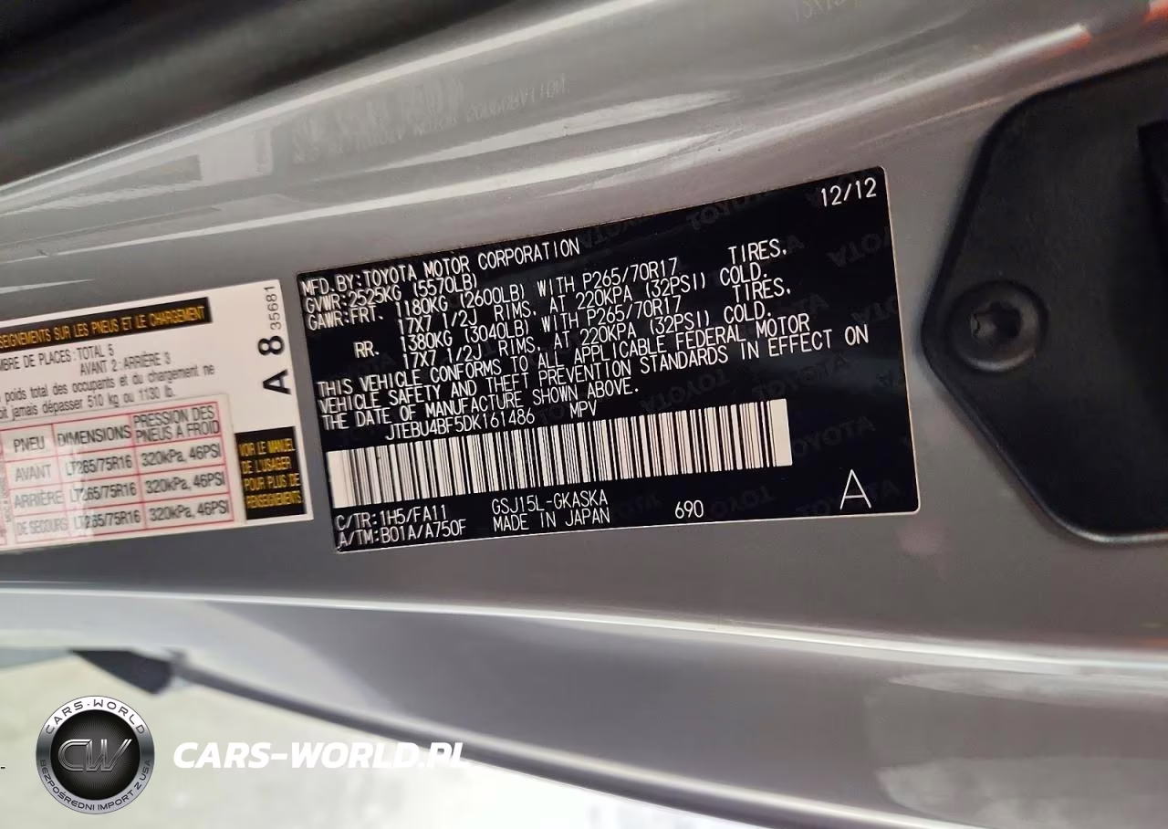 2013 Toyota Fj Cruiser Base VIN:JTEBU4BF5DK161486 - 14