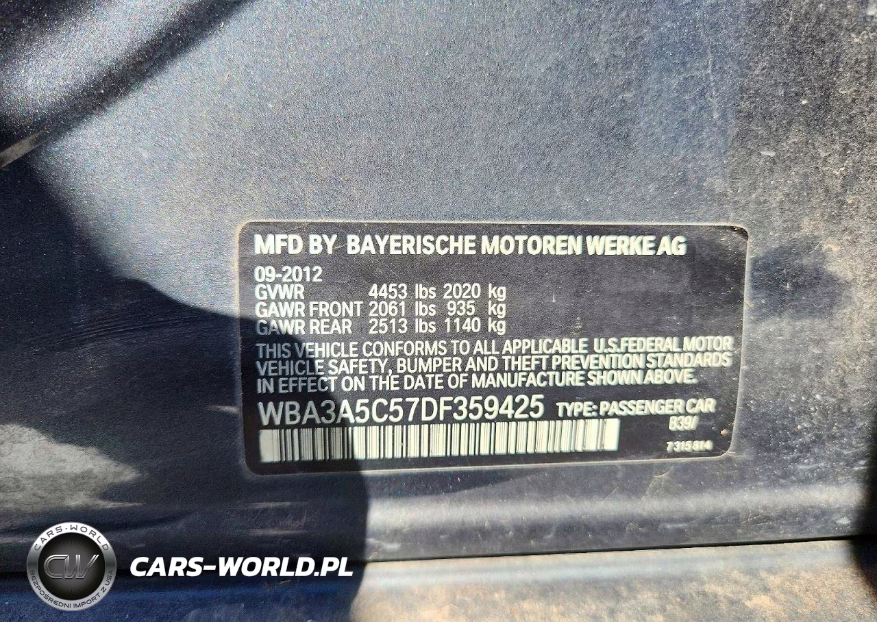 2013 BMW 328 I VIN:WBA3A5C57DF359425 - 12
