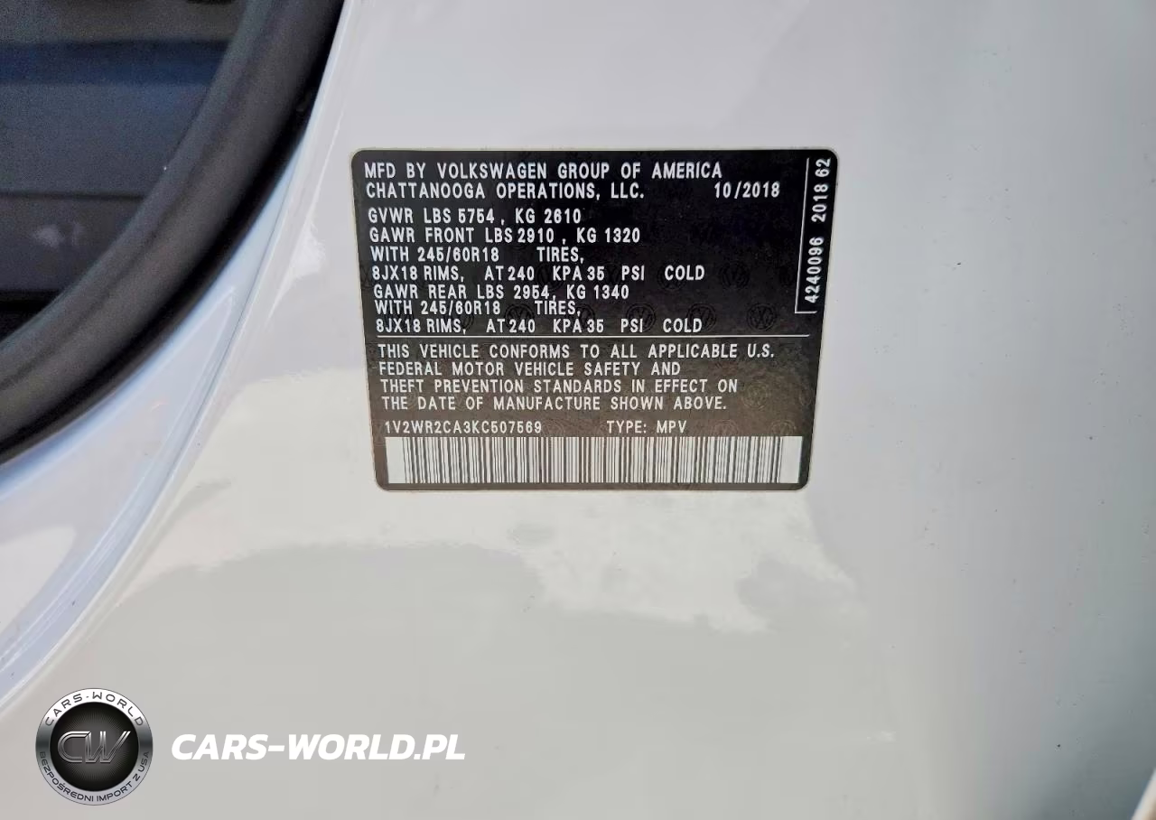 2019 Volkswagen Atlas Se VIN:1V2WR2CA3KC507569 - 13