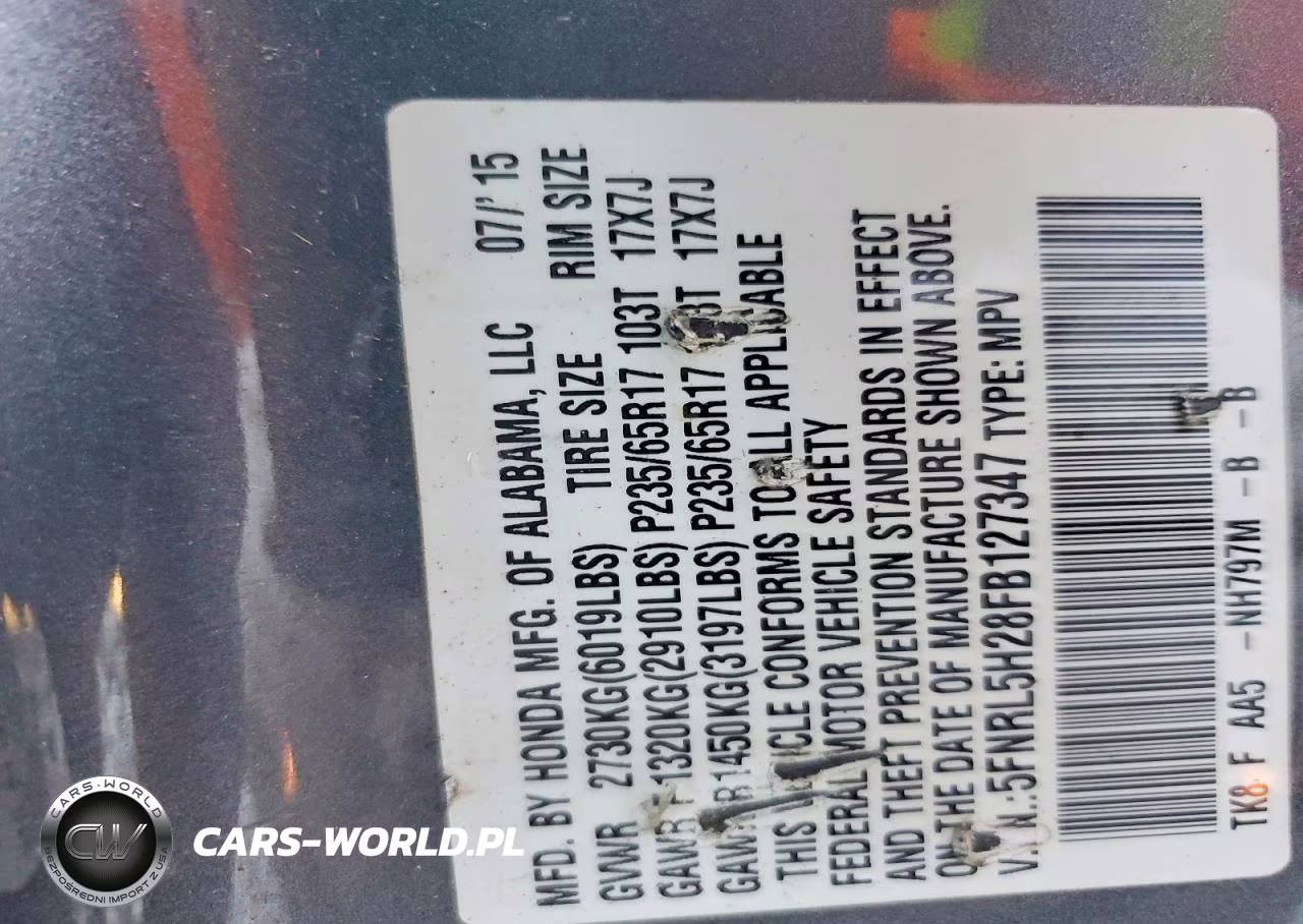 2015 Honda Odyssey Lx VIN:5FNRL5H28FB127347 - 13