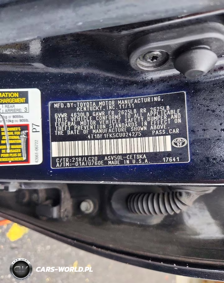 2012 Toyota Camry Se VIN:4T1BF1FK5CU024275 - 12