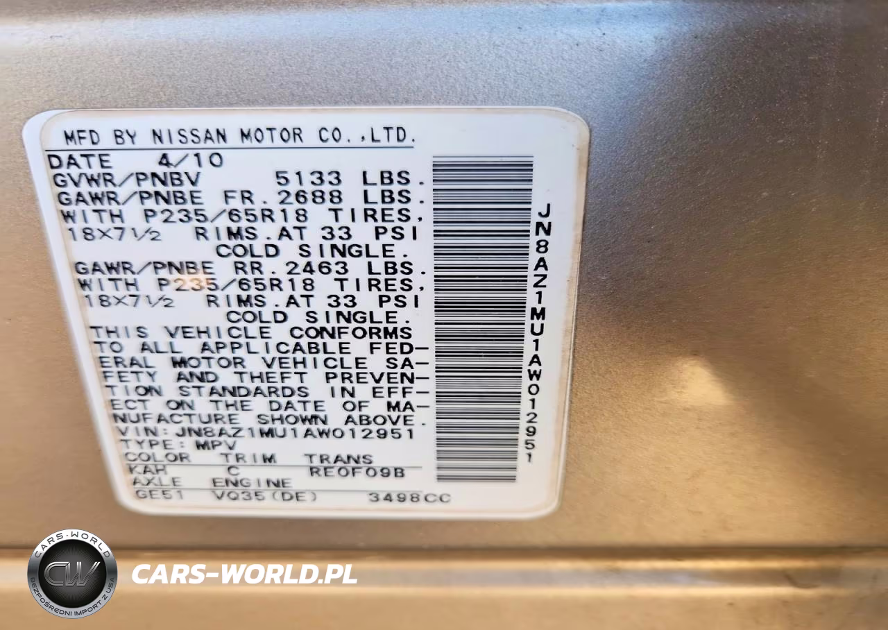 2010 Nissan Murano S VIN:JN8AZ1MU1AW012951 - 13