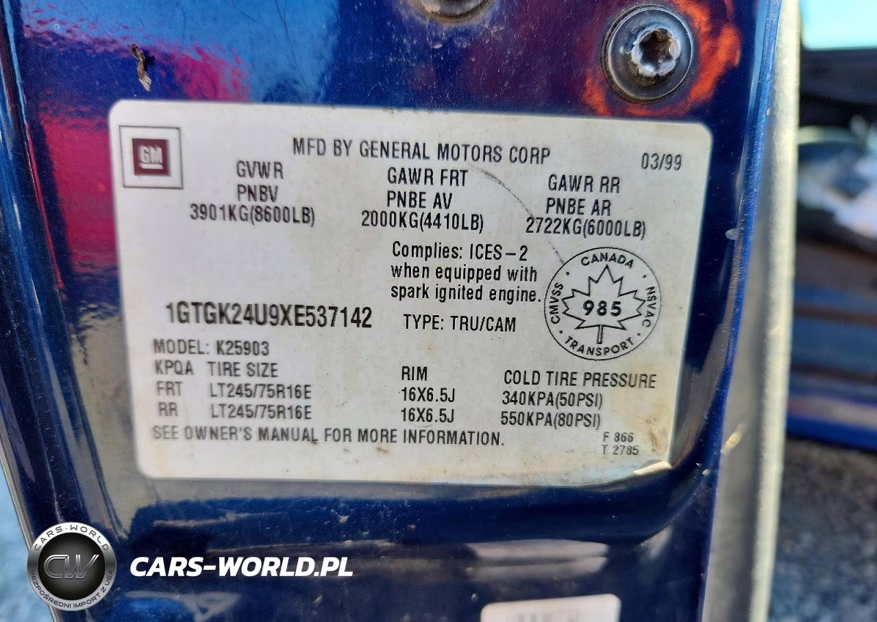 1999 GMC New Sierra K2500 VIN:1GTGK24U9XE537142 - 12