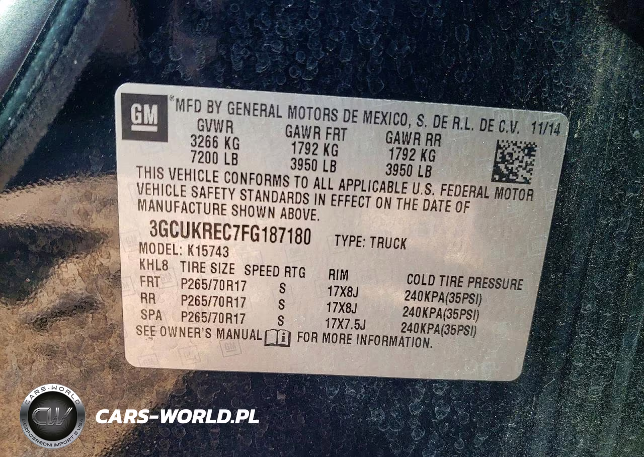 2015 Chevrolet Silverado K1500 Lt VIN:3GCUKREC7FG187180 - 12