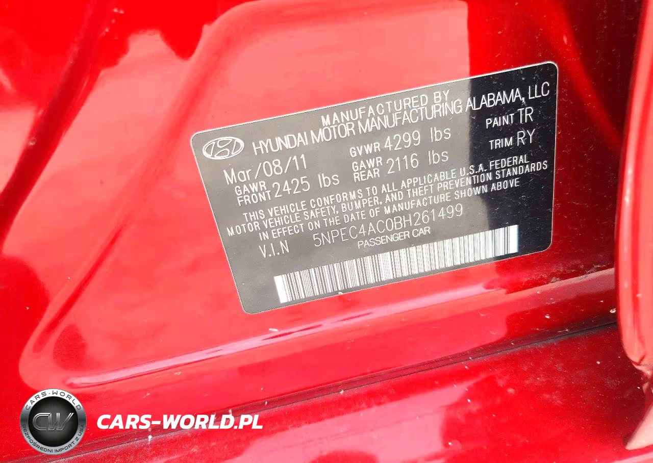 2011 Hyundai Sonata Se VIN:5NPEC4AC0BH261499 - 12