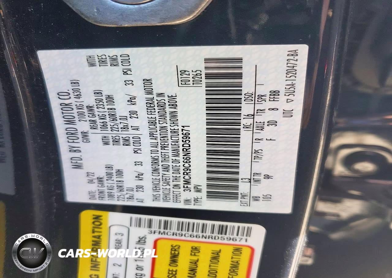 2022 Ford Bronco Sport Outer Banks VIN:3FMCR9C66NRD59671 - 13