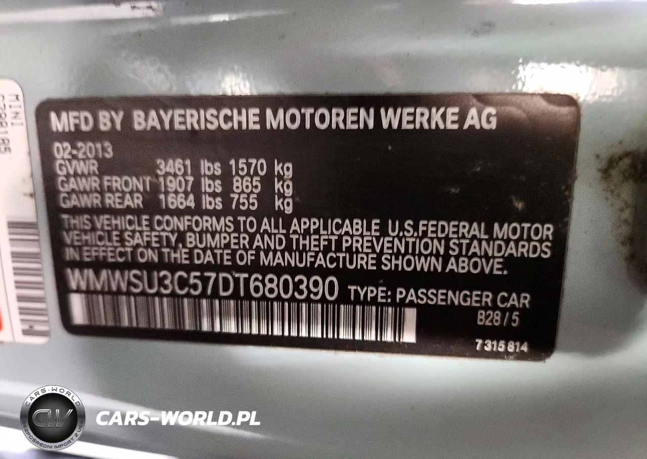 2013 Mini Cooper VIN:WMWSU3C57DT680390 - 12