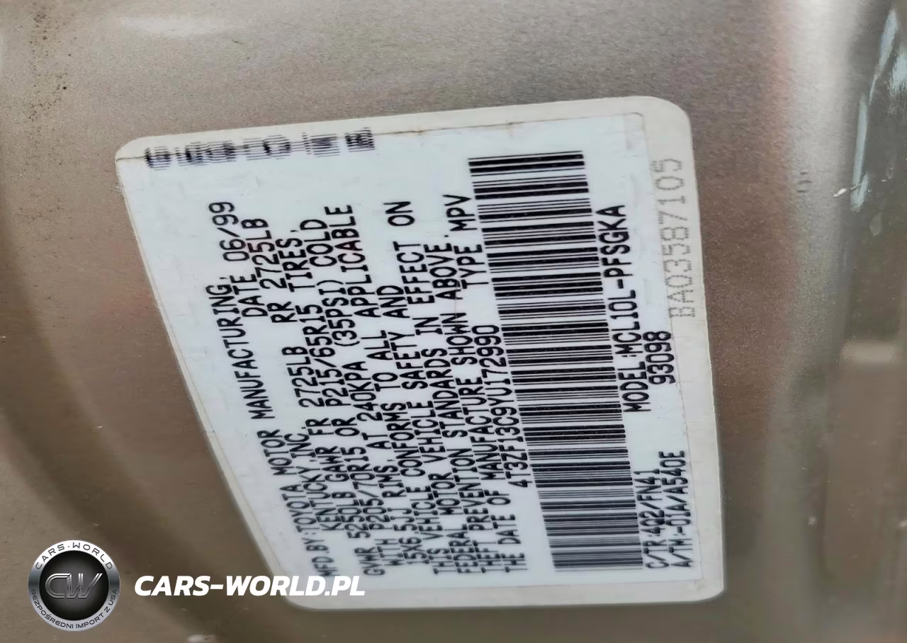 2000 Toyota Sienna Le VIN:4T3ZF13C9YU172990 - 13