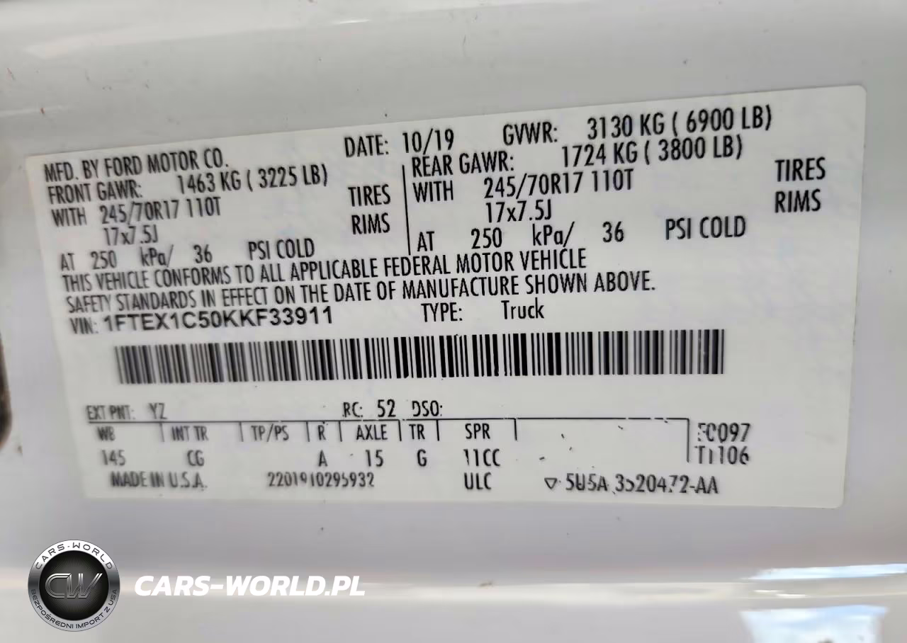 2019 Ford F150 Super Cab VIN:1FTEX1C50KKF33911 - 12