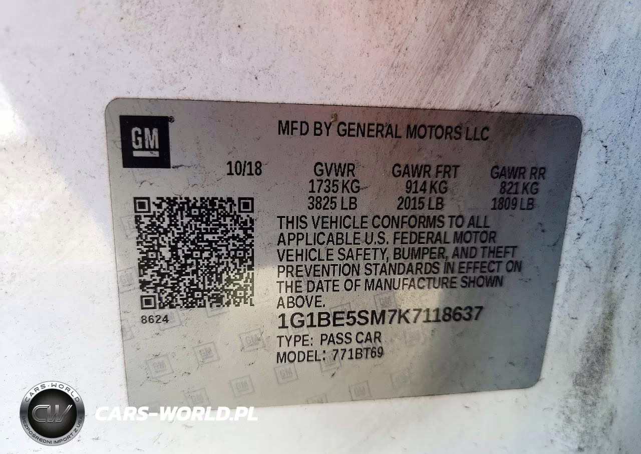 2019 Chevrolet Cruze Lt VIN:1G1BE5SM7K7118637 - 12