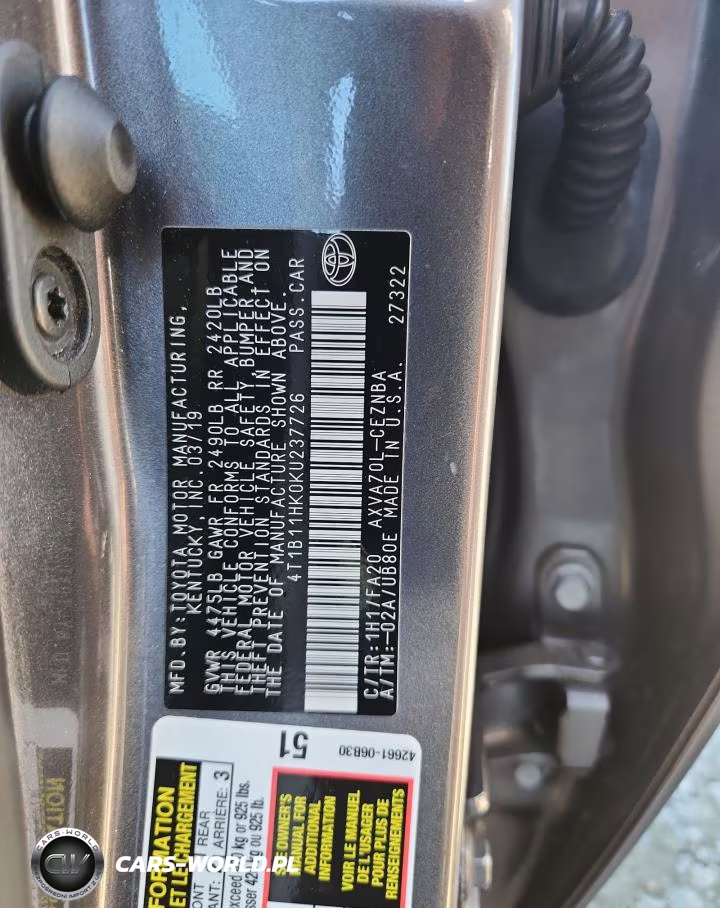 2019 Toyota Camry Le VIN:4T1B11HK0KU237726 - 12