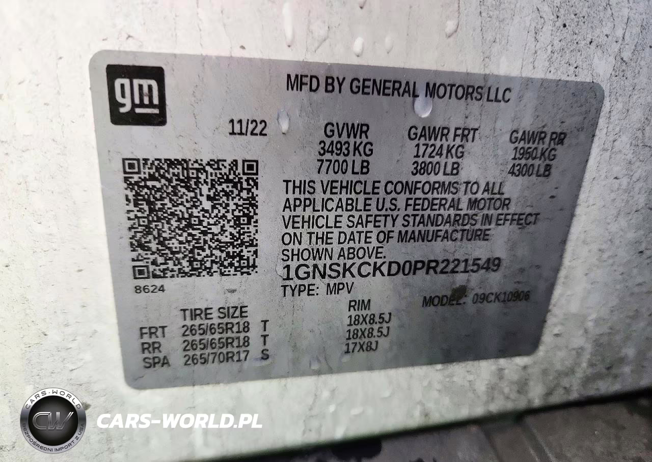 2023 Chevrolet Suburban K1500 Lt VIN:1GNSKCKD0PR221549 - 13