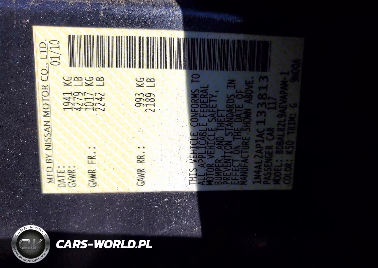 2010 Nissan Altima 2.5 VIN:1N4AL2AP1AC133813 - 12